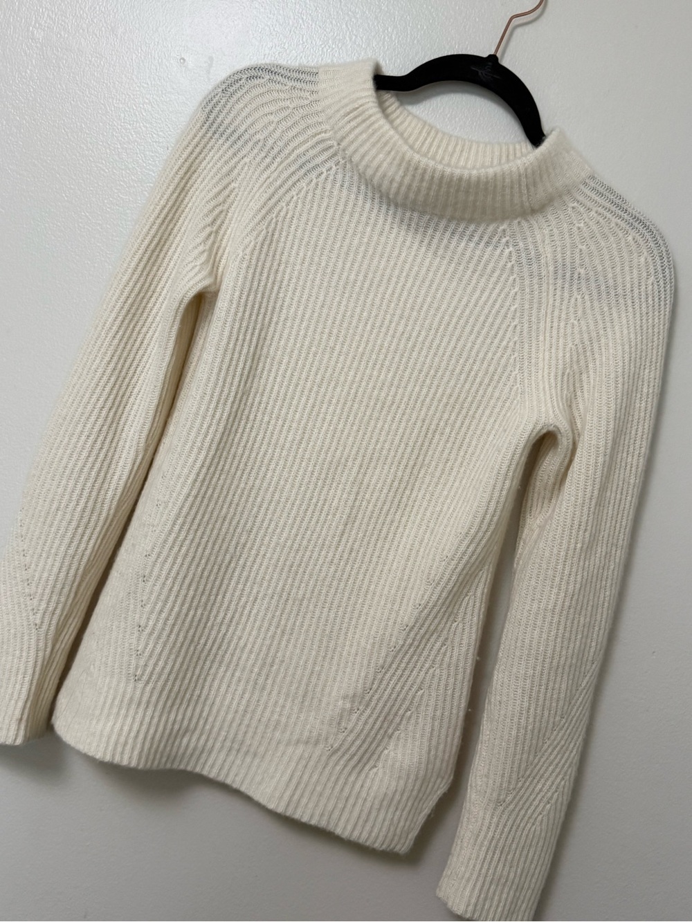 Ann Taylor Cashmere Cozy Cream Ribbed Women's Sweater - Picture 9 of 12